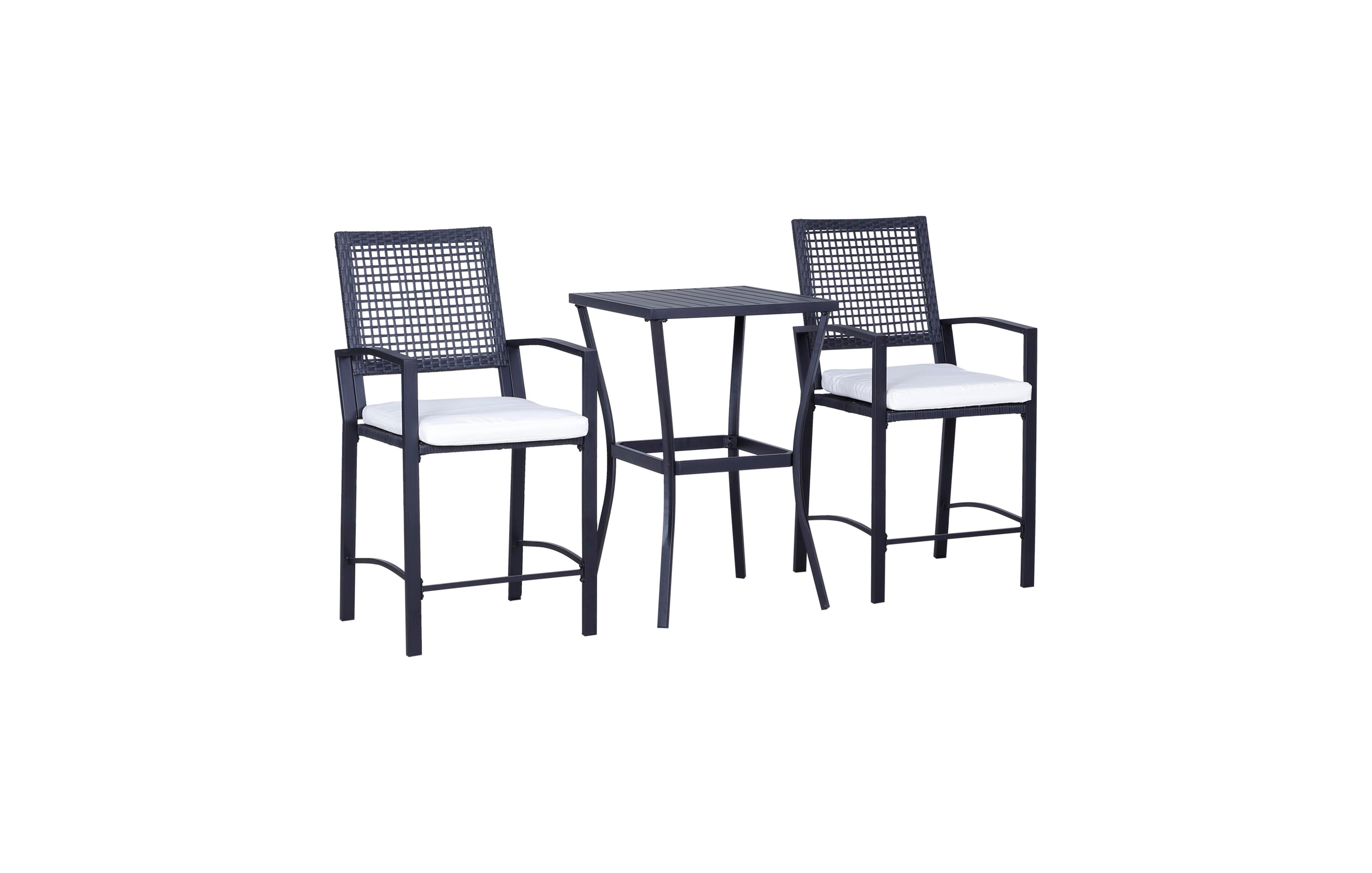 Outunny 3pc Rat Wicker Bistro Set Patio Bar Table Chair Stool Garden