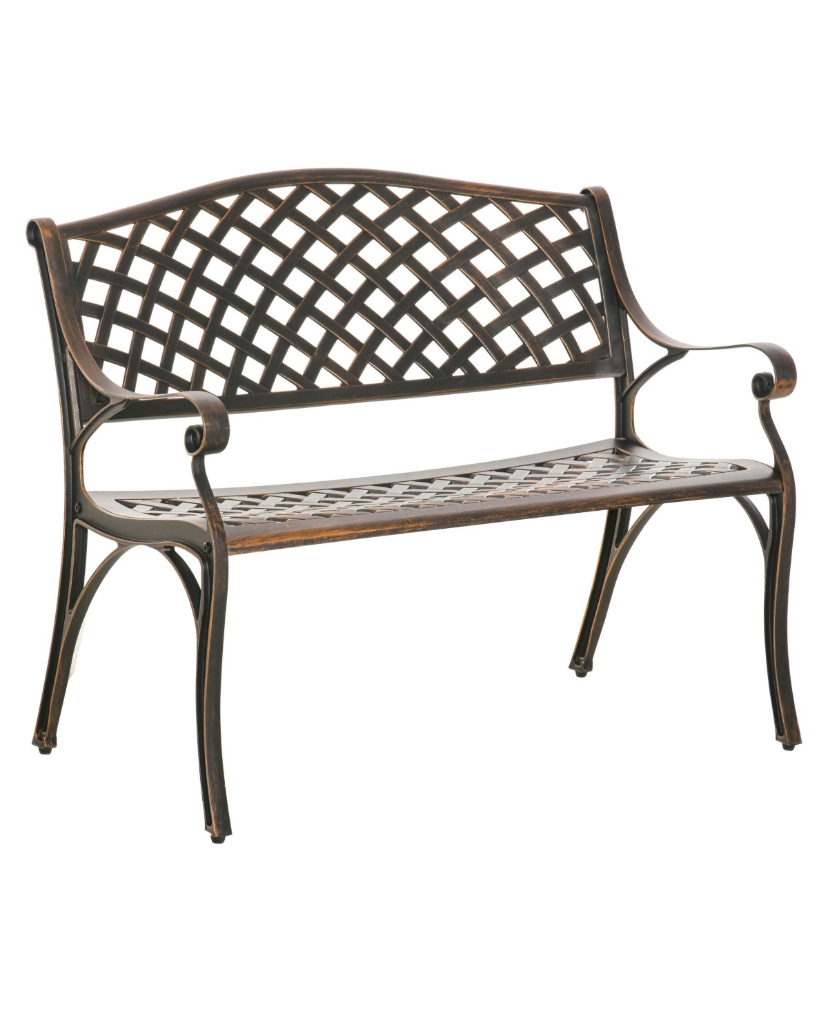 Outsunny Metal Garden Bench For Front Porch, Loveseat Like 2 Person ...