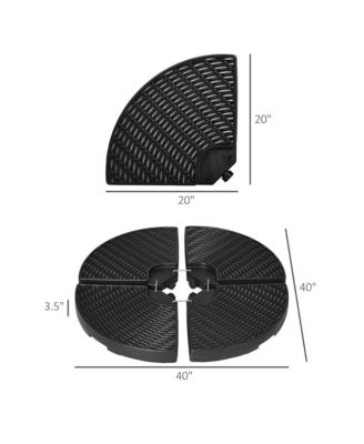 4PCs 150lb Cantilever Patio Umbrella Base Weights for Offset Banana Umbrella, Wicker Effect HDPE Water and Sand Filled Umbrella Weights for Cross Base Stand with Built-in Handles, Black