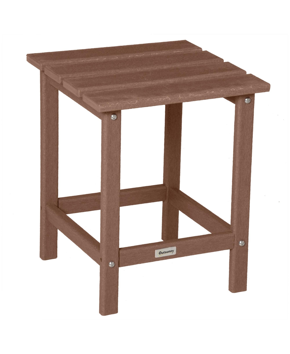 Outsunny Patio Side Table, 18" Square Outdoor End Table, Hdpe Plastic