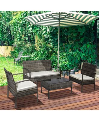 Patio Furniture Set, 4pc w/ Loveseat, Chairs, Table,
