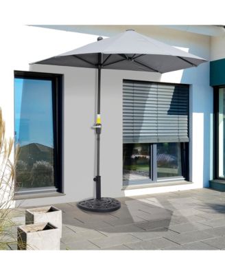 20lbs Half Round Patio Umbrella Base Outdoor Decorative Resin Parasol Stand Holder for 1.5"Dia, 1.9"Dia Pole, for Lawn, Deck, Backyard, Garden, Black