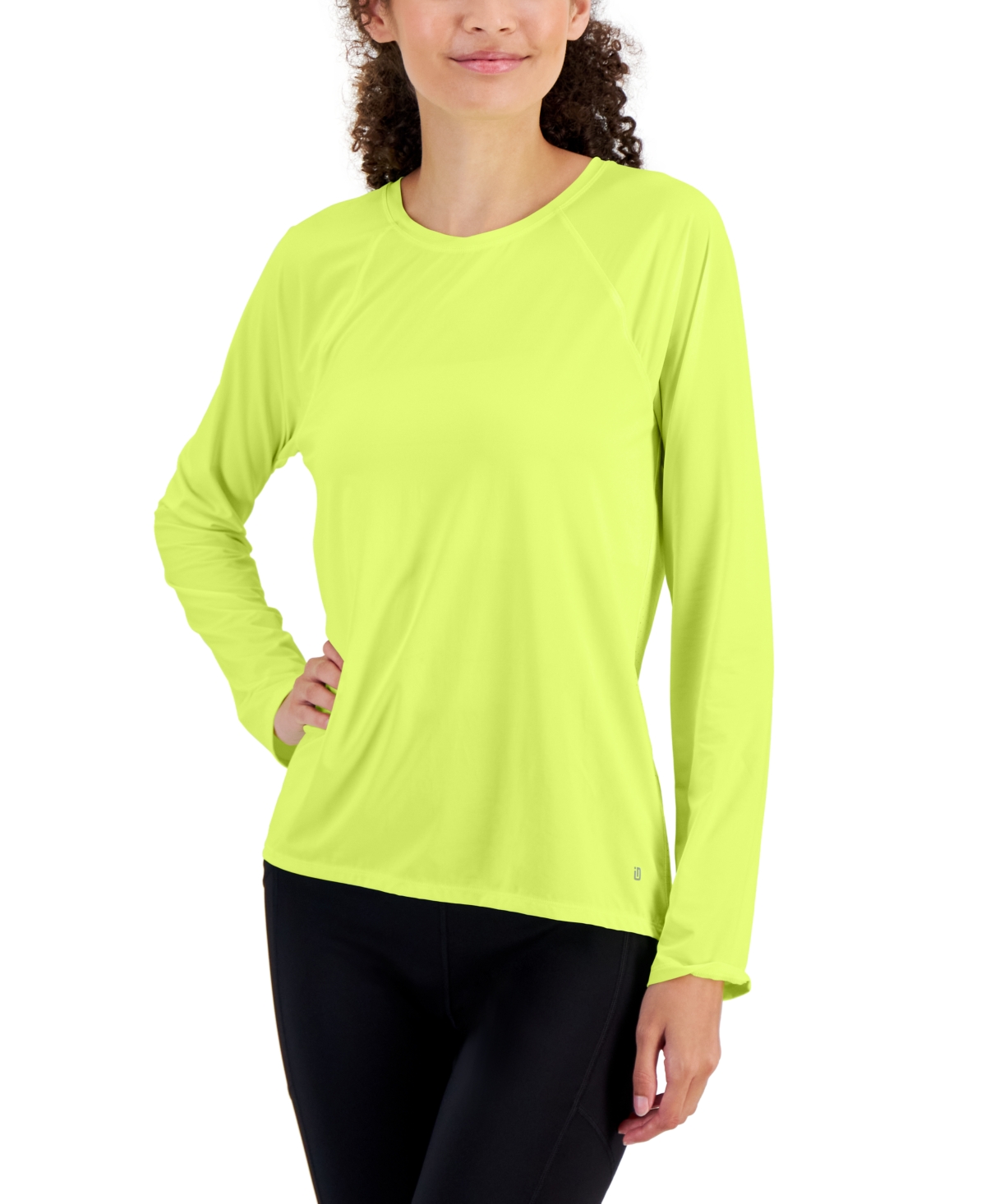 Id Ideology Women's Active Perforated Tie-back Long-sleeve Top, Created For Macy's In Lemoncello