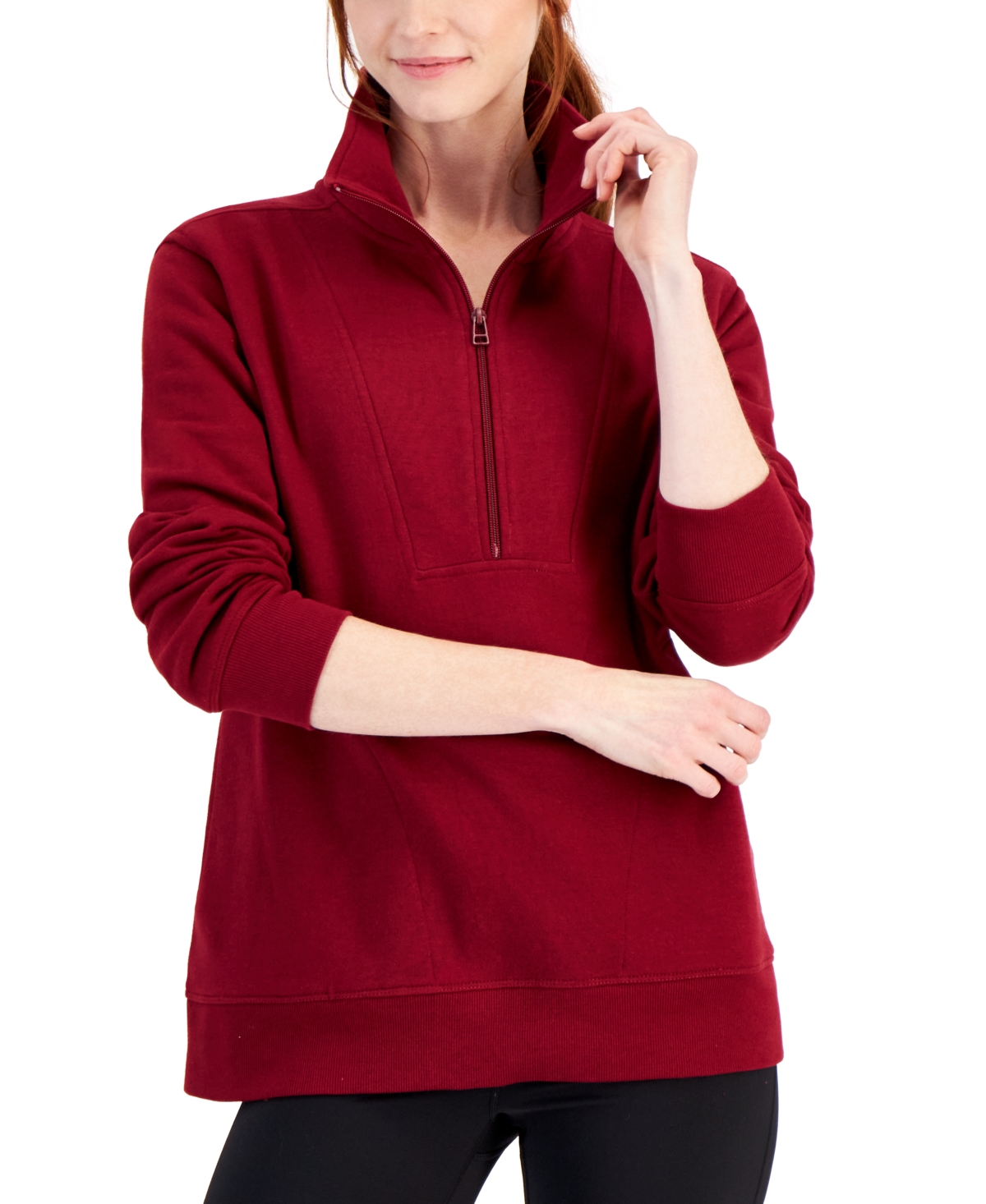 Women's Quarter-Zip Sweatshirt, Created for Macy's - Tartan Blue