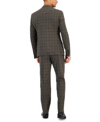 A|X Armani Exchange Armani Exchange Men's Slim-Fit Black Windowpane Wool Suit