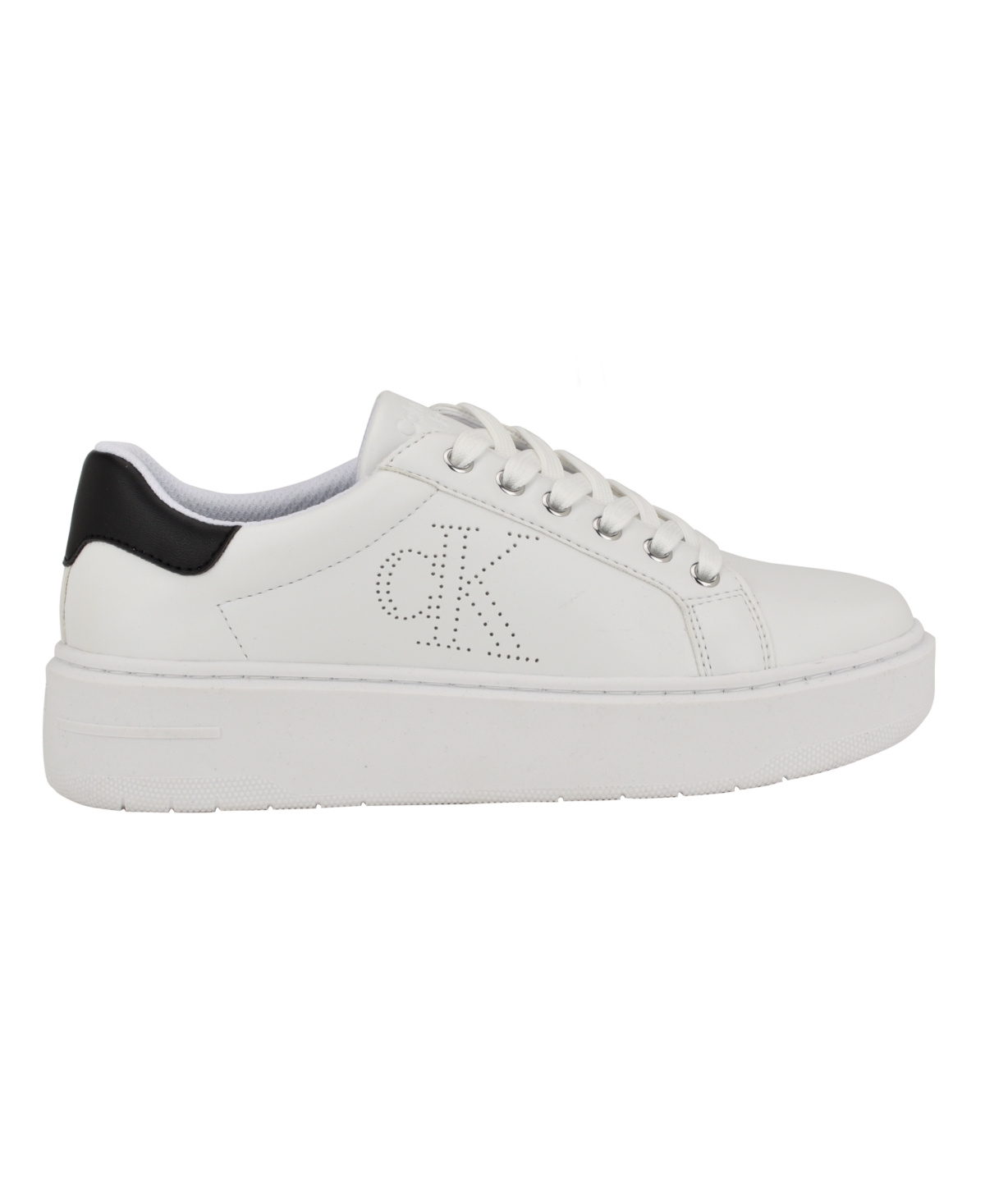 Calvin Klein Women's Daili Lace-Up Platform Casual Sneakers - White - Faux Leather