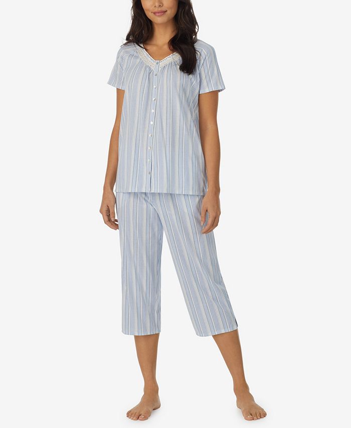 Aria Women's Short Sleeve Crop 2 Piece Pajama Set - Macy's