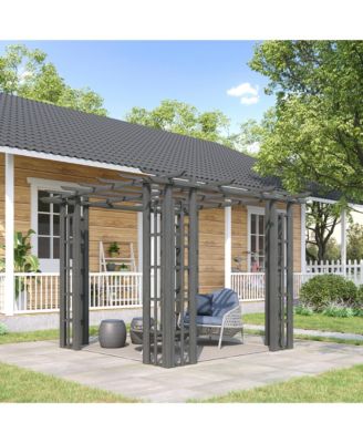 9' x 9' Vinyl Pergola, PVC Outdoor Gazebo Grape Trellis, for Garden, Patio, Backyard, Deck