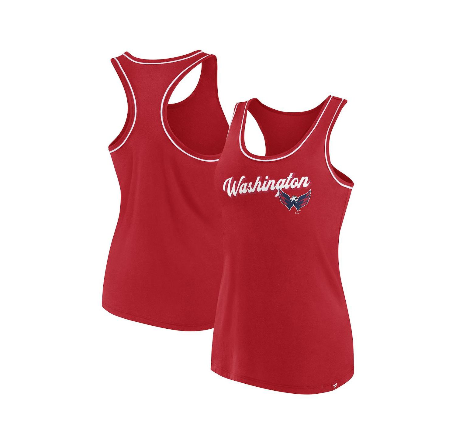 Women's Red Washington Capitals Wordmark Logo Racerback Scoop Neck Tank Top