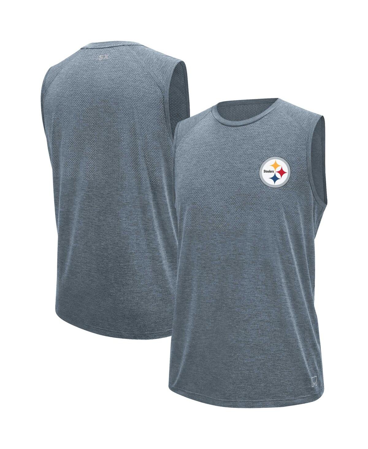 Msx By Michael Strahan Men's  Gray Pittsburgh Steelers Warm Up Sleeveless T-shirt