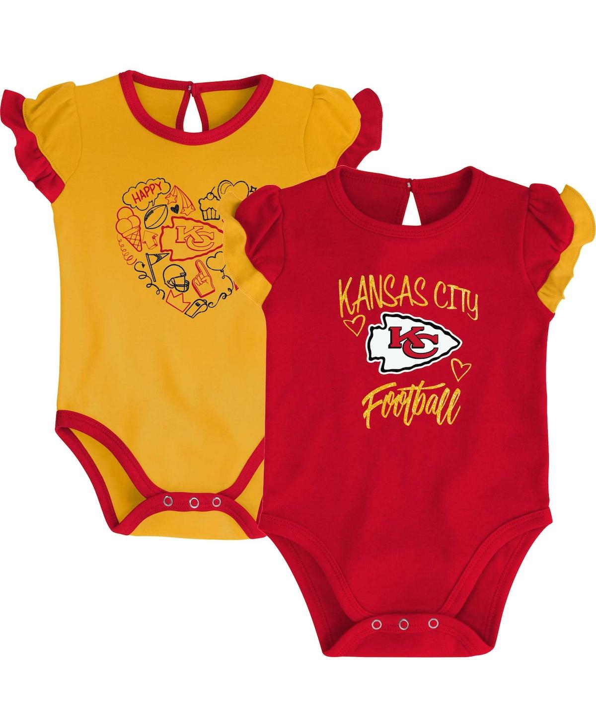 Shop Outerstuff Newborn And Infant Boys And Girls Red, Yellow Kansas City Chiefs Too Much Love Two-piece Bodysuit Se In Red,yellow