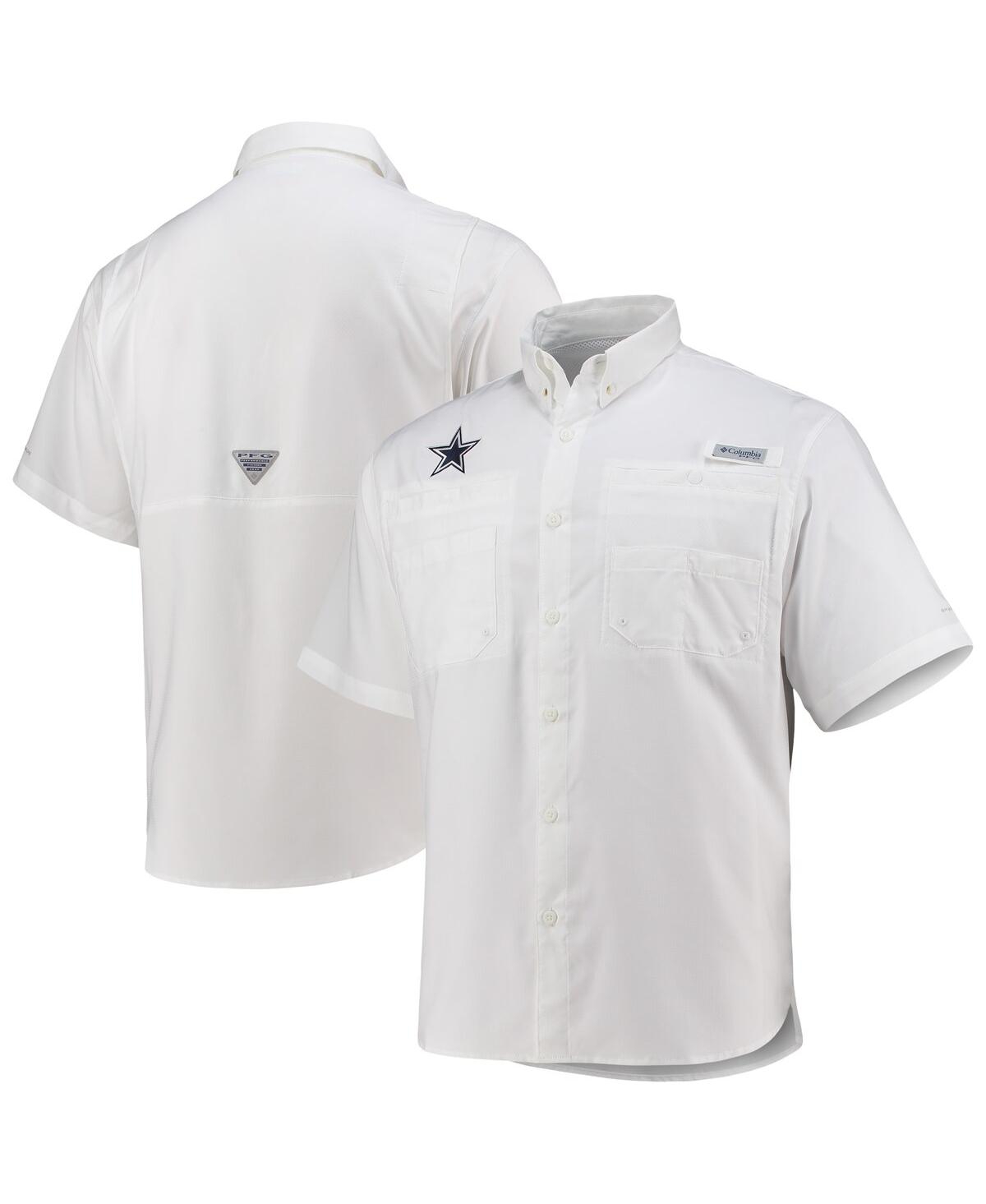 Men's Pfg Columbia White Dallas Cowboys Tamiami Omni-Shade Button-Down Shirt - White