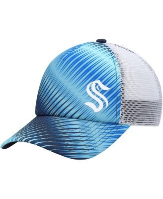 Women's Light Blue, White Seattle Kraken Graphic Foam Trucker Snapback Hat