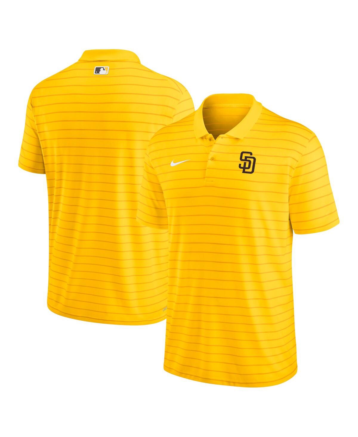 Men's NikeSan Diego Padres Authentic Collection Victory Striped Performance Polo Shirt - Gold