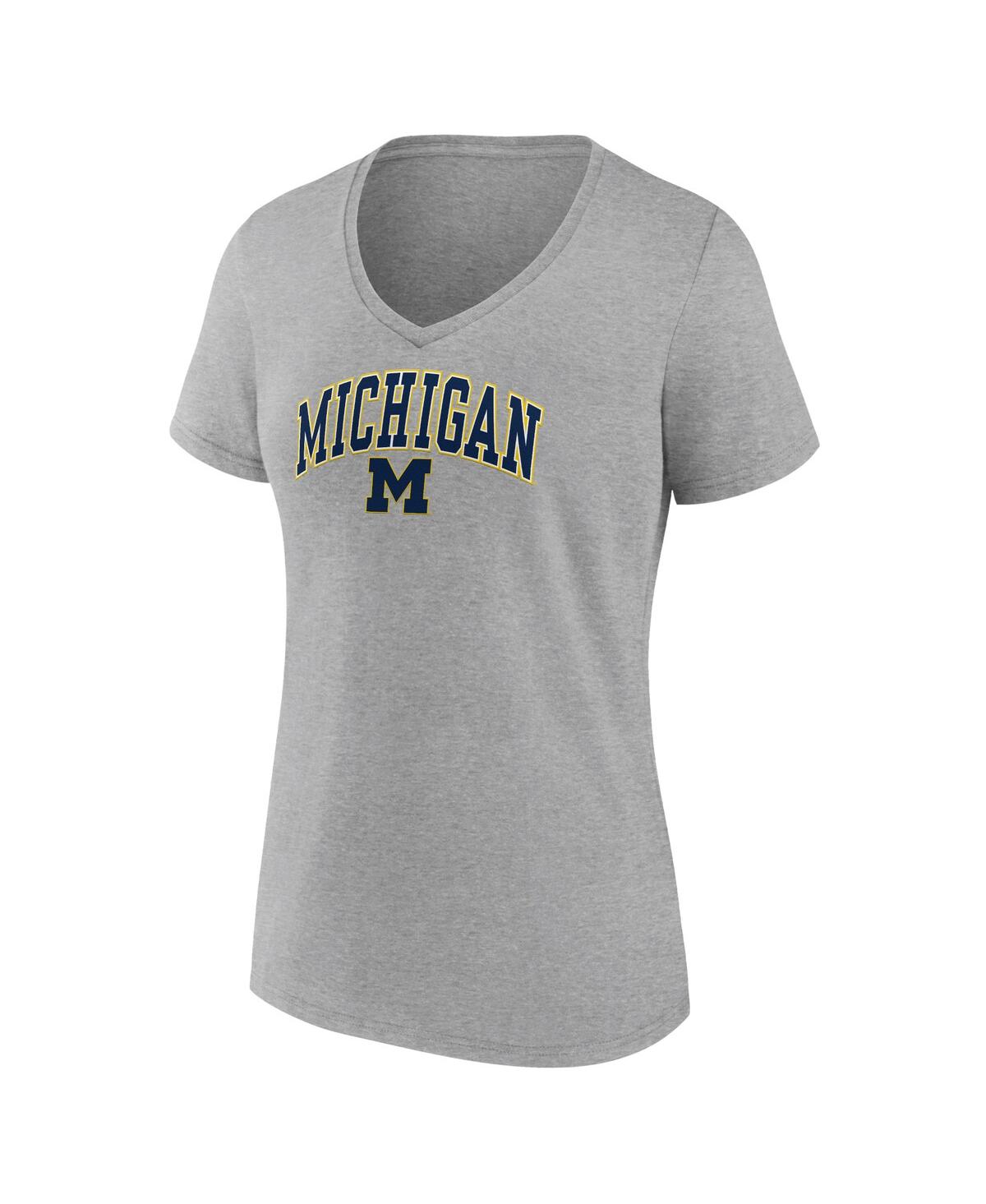 Women's FanaticsMichigan Wolverines Evergreen Campus V-Neck T-shirt - Heather Gray