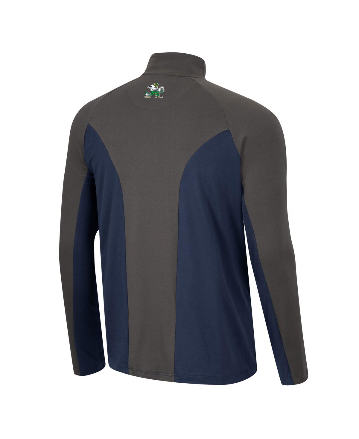 Colosseum Men's  Navy, Charcoal Notre Dame Fighting Irish Two Yutes Raglan Quarter-zip Windshirt In Navy,charcoal