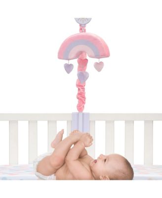Rainbow Hearts Pink/Purple Musical Baby Crib Mobile Soother Toy