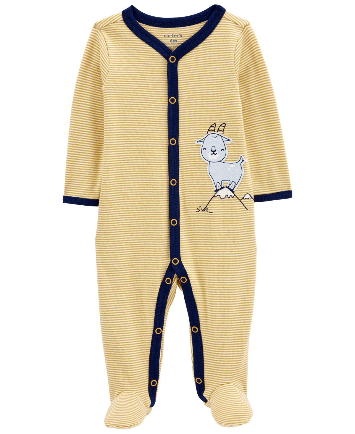 Carter's Baby Boys Goat Snap Up Cotton Sleep And Play In Yellow