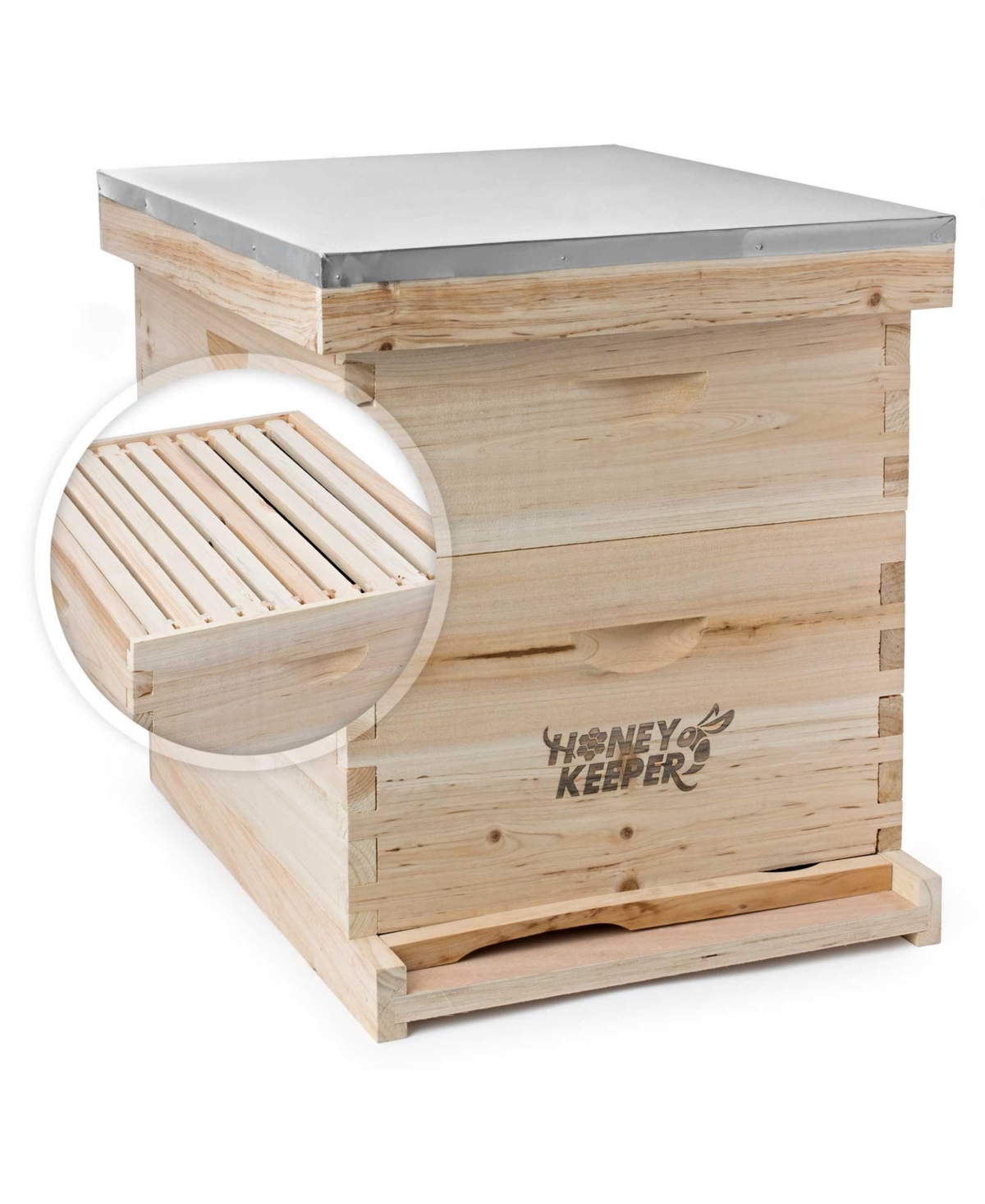 Beehive 20 Frame Complete Box Kit (10 Deep and 10 Medium) with Metal Roof for Langstroth Beekeeping - Fir wood