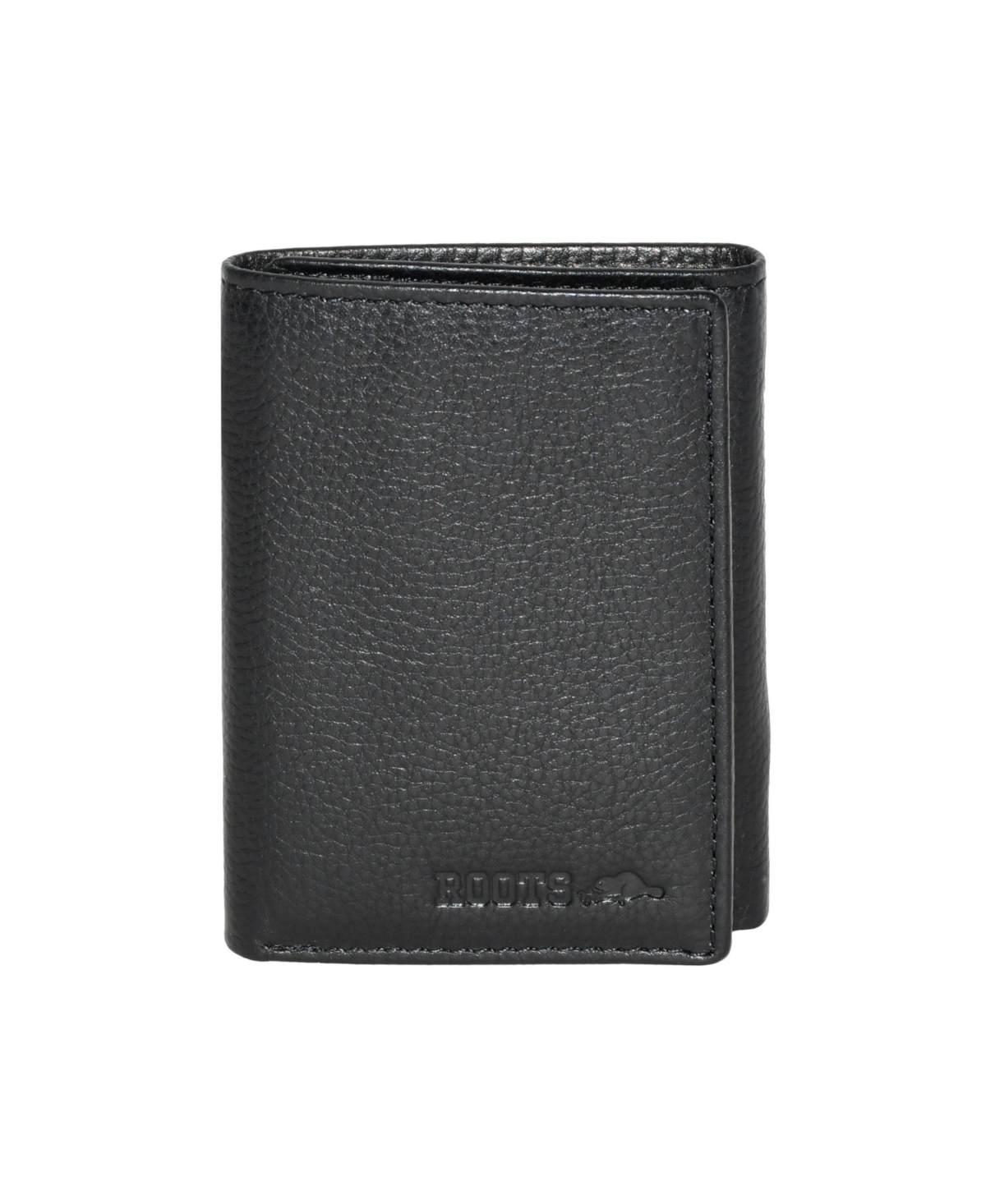 Men's Men Leather Trifold Wallet - Black