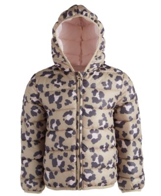 Epic Threads - Toddler & Little Girls Quilted Leopard-Print Packable Hooded Puffer Jacket