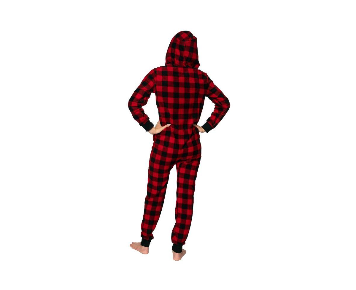 Women's Novelty Fleece Onesie - Buffalo check