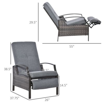Wicker Adjustable Recliner Chair Rat Armchair Durable Garden