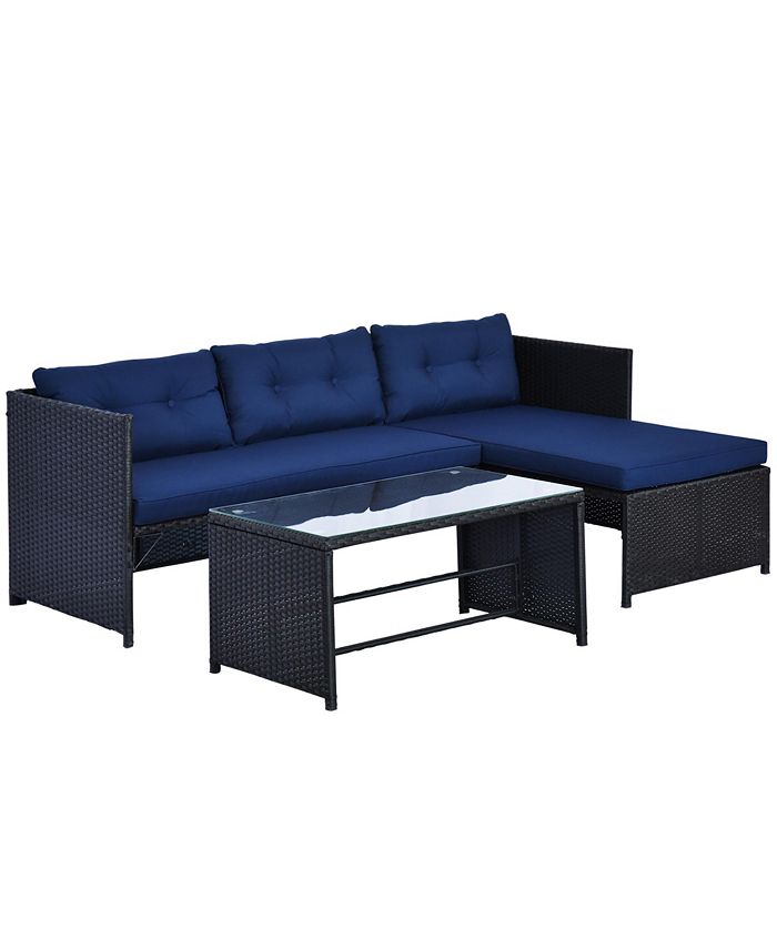 Outsunny 3Piece Wicker Patio Furniture Sets, Rattan Conversation Sets