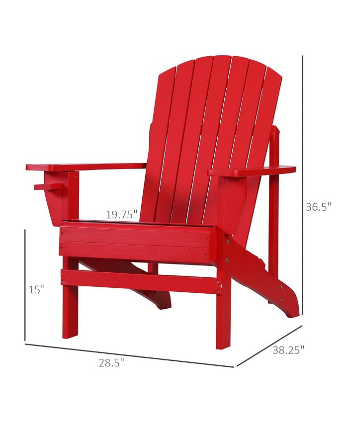 Outsunny Wooden Adirondack Chair, Outdoor Patio Lawn Chair with Cup