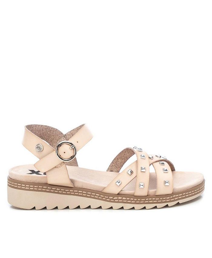 XTI Women s Flat Sandals With Silver Studs By Beige Macy s