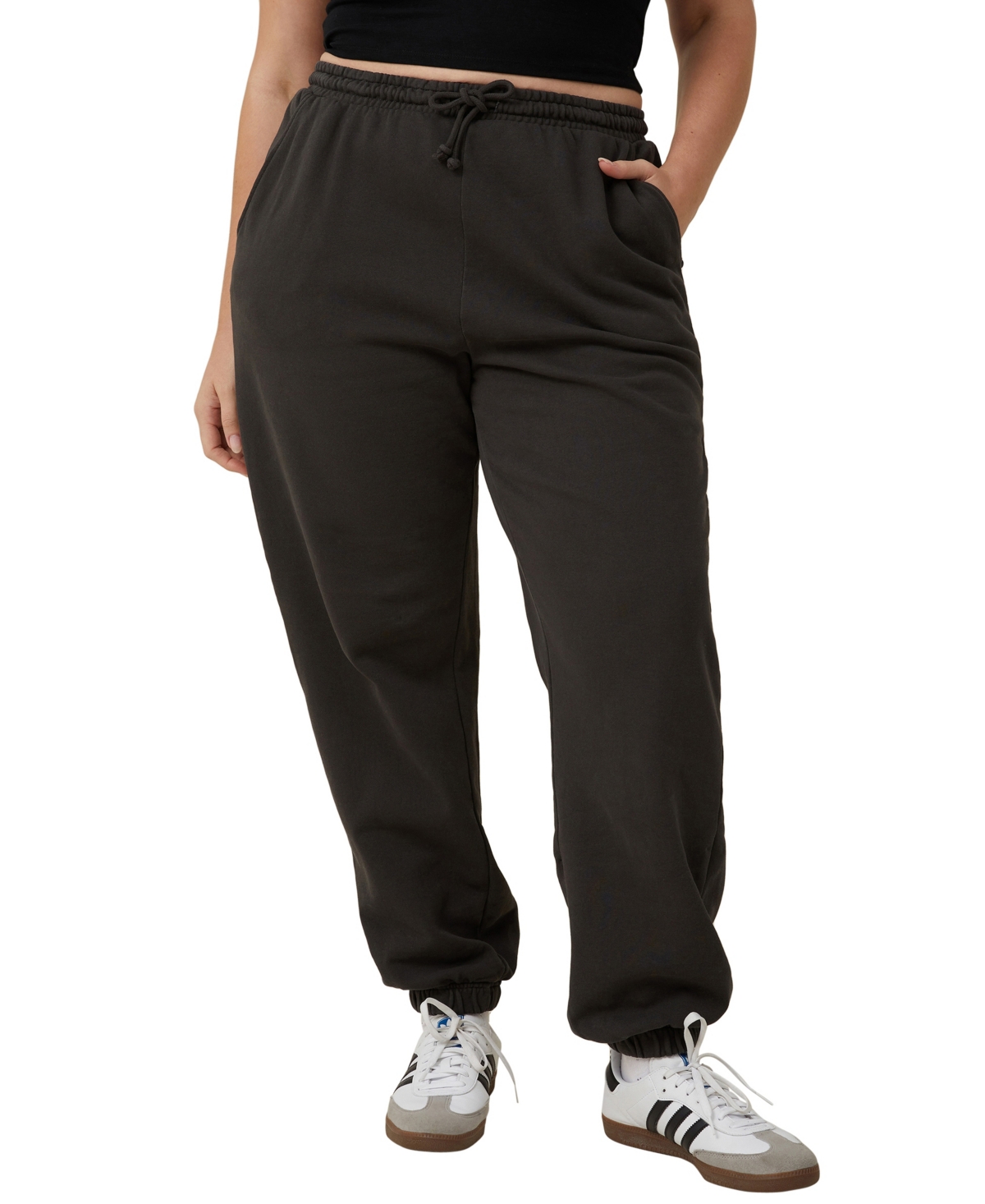 Cotton On Body Women's Plush Gym Track Sweatpant Jogger In Washed Black