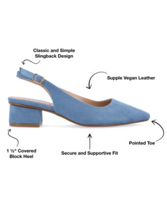 Journee Womens Sylvia Medium and Wide Width Sling Back Covered Block Heel Pumps