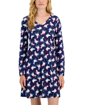 Women's Cotton Long-Sleeved Printed Sleepshirt