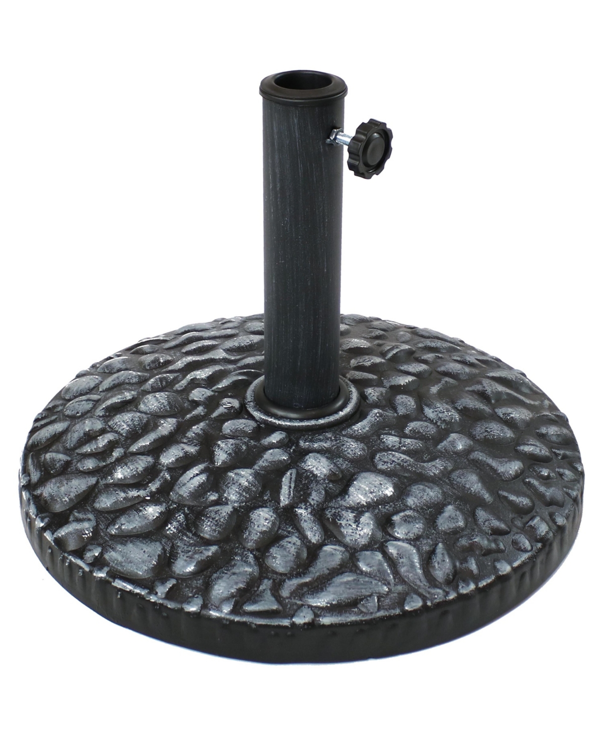 18 in Pebble Texture Resin Round Patio Umbrella Base - Grey - Grey