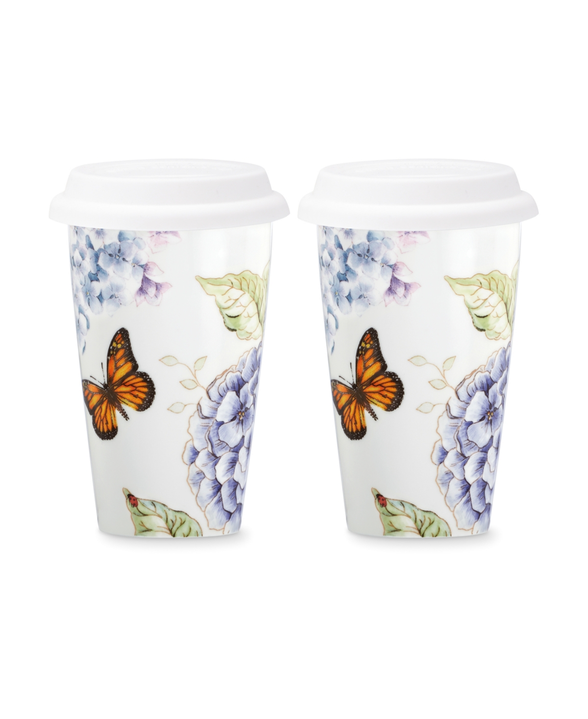 Lenox Butterfly Meadow Thermal Travel Mugs, Set Of 2 In Blue And White