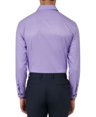 Men's Regular-Fit Non-Iron Dot Print Performance Stretch Dress Shirt