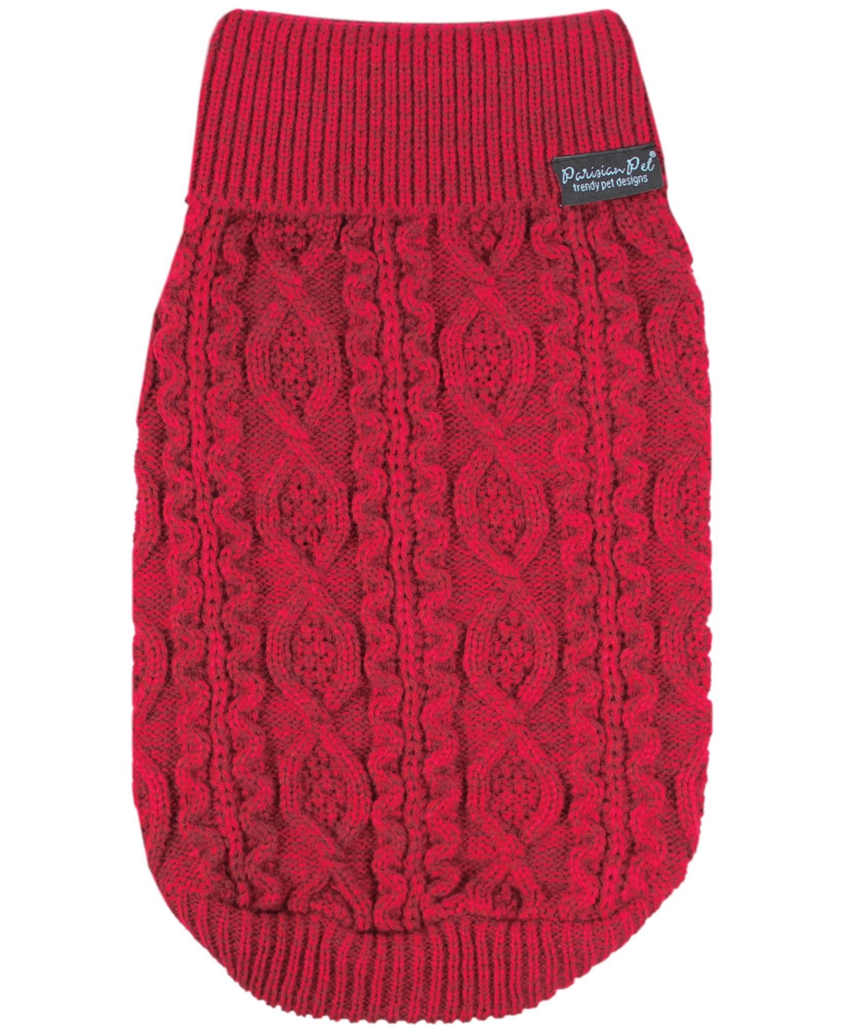 Cable Knit Dog Sweater - Red