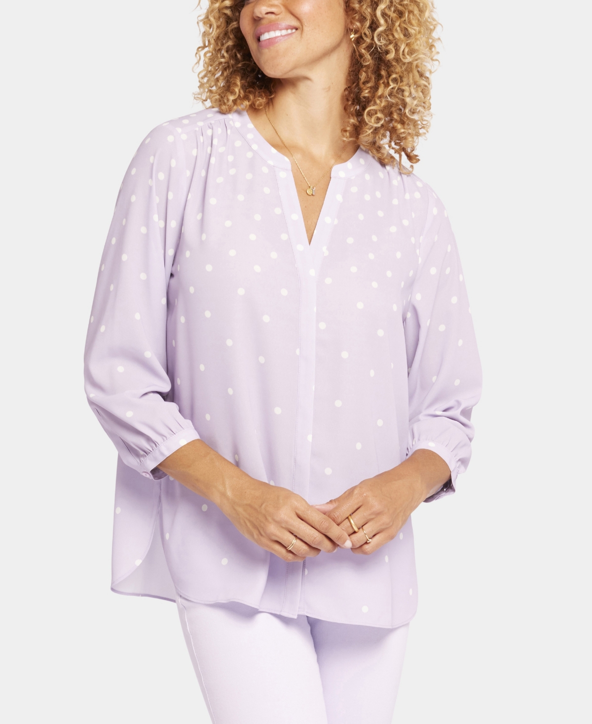 Nydj Pleated Blouse In Fanciful Dots