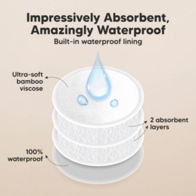 14pk Soothe Reusable Nursing Pads for Breastfeeding, 4-Layers Organic Breast Pads, Washable Nipple Pads