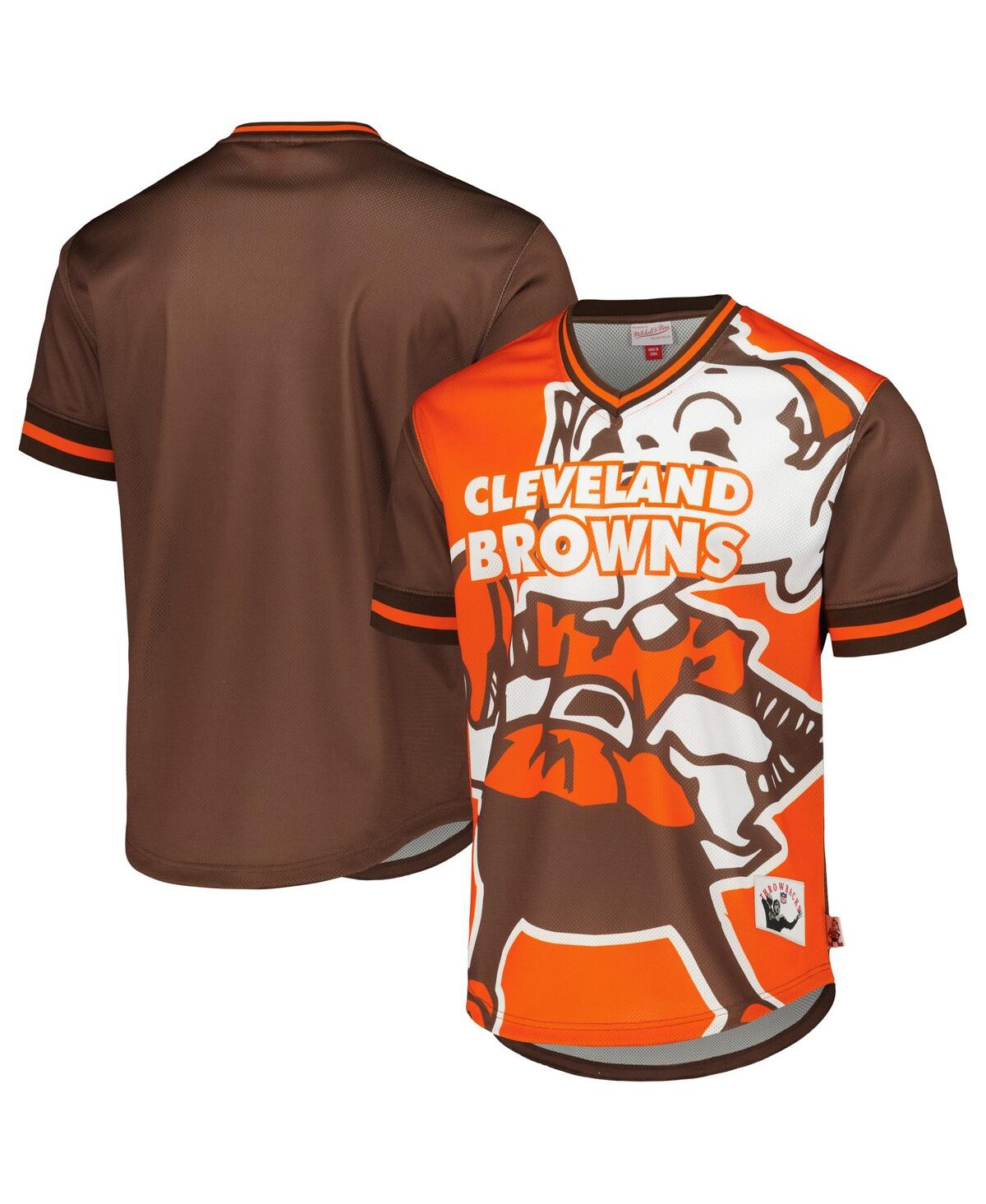 Shop Mitchell & Ness Men's  Orange Cleveland Browns Jumbotron 3.0 Mesh V-neck T-shirt
