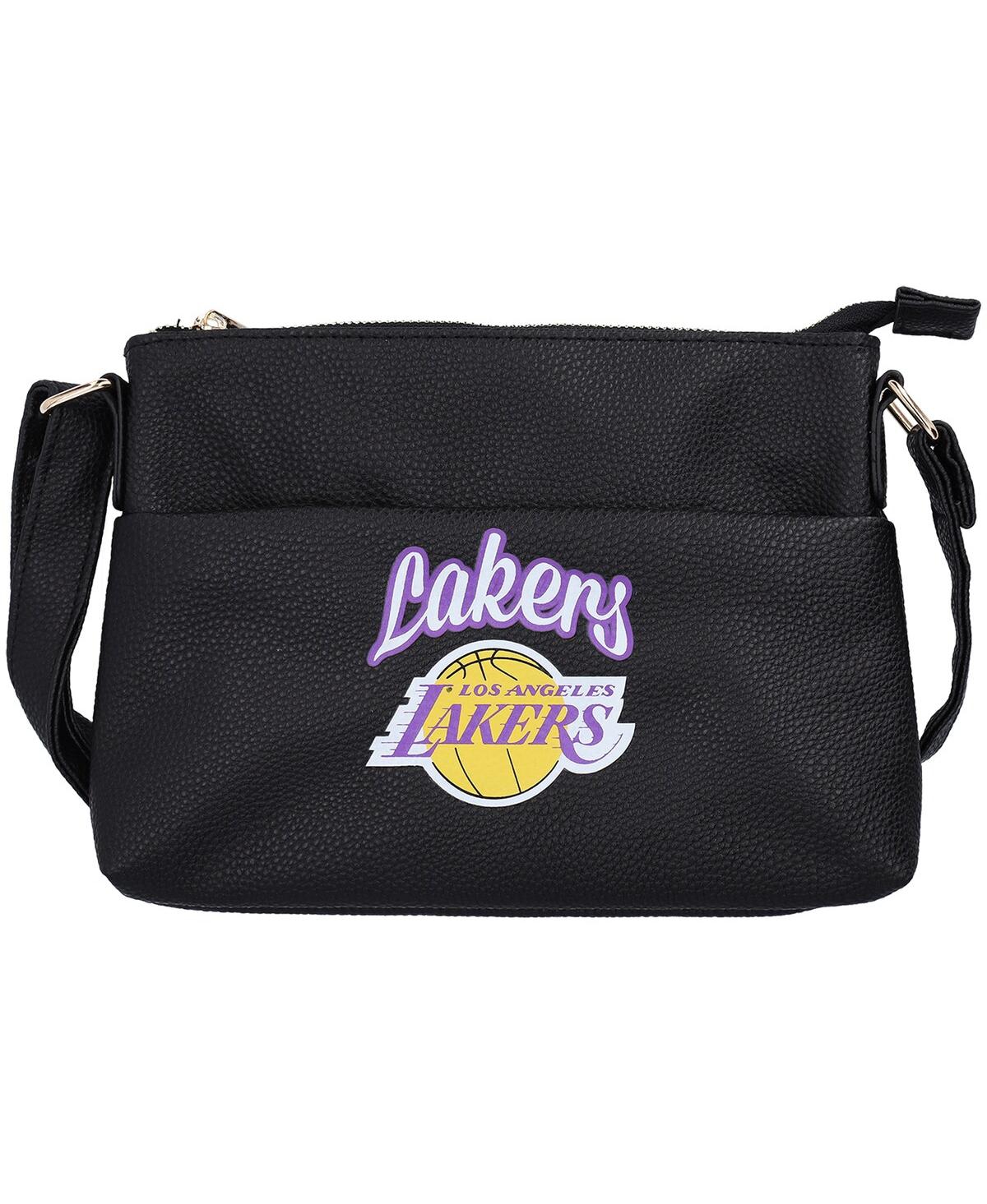 Women's Foco Los Angeles Lakers Logo Script Crossbody Handbag - Black