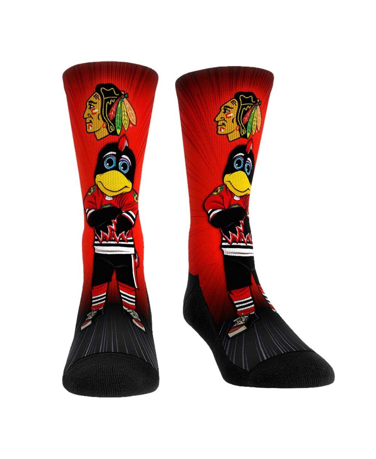 Rock 'em Men's And Women's  Socks Chicago Blackhawks Mascot Pump Up Crew Socks In Multi
