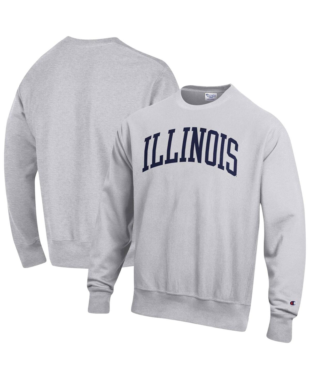 Champion Men's  Heathered Gray Illinois Fighting Illini Arch Reverse Weave Pullover Sweatshirt