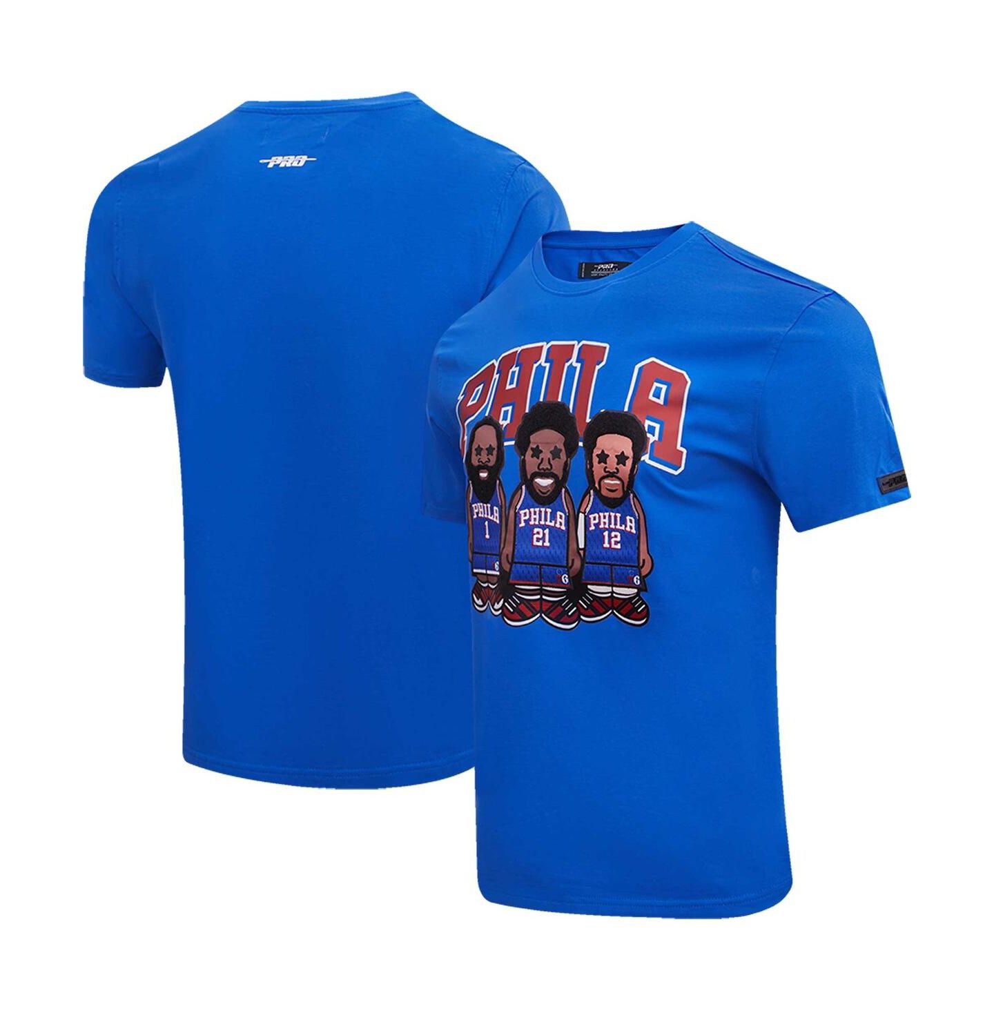 Мужская футболка Pro Standard Joel Embiid, James Harden and Tobias Harris Royal Philadelphia 76ers Multi Lineup — фото 1