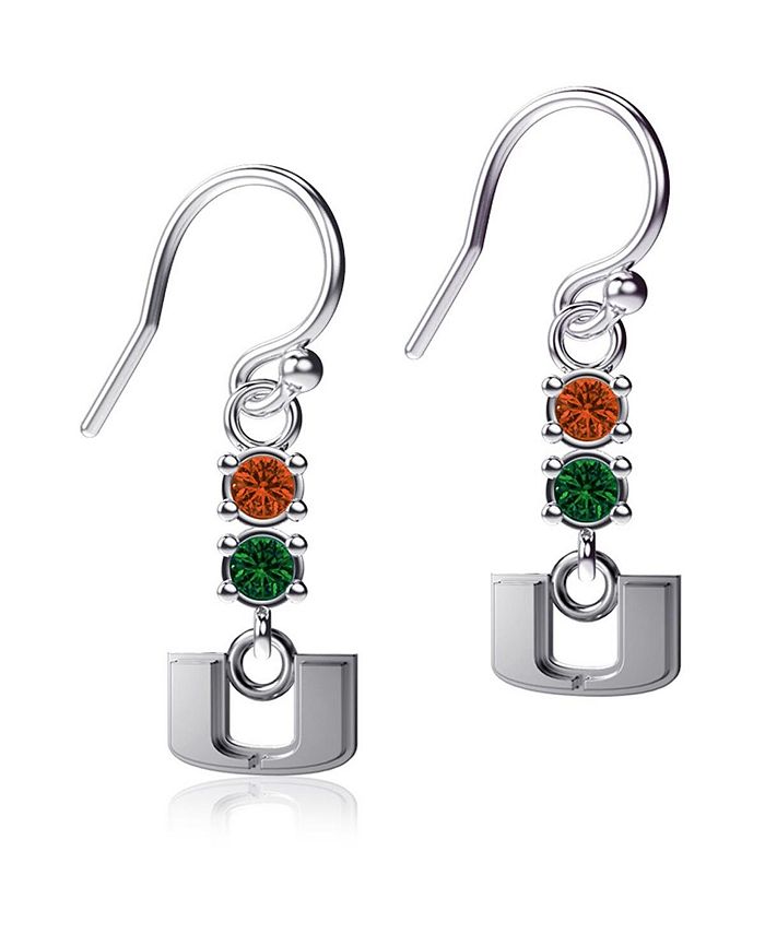 Dayna Designs Women's Miami Hurricanes Dangle Crystal Earrings Macy's