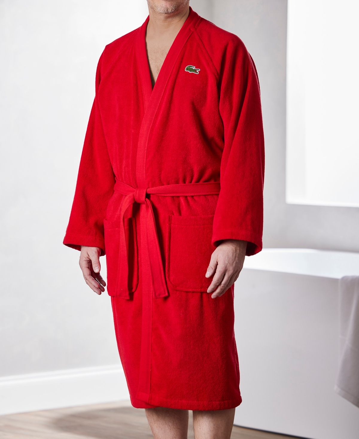 Logo Patch 100% Cotton Pique Bath Robe - Sand