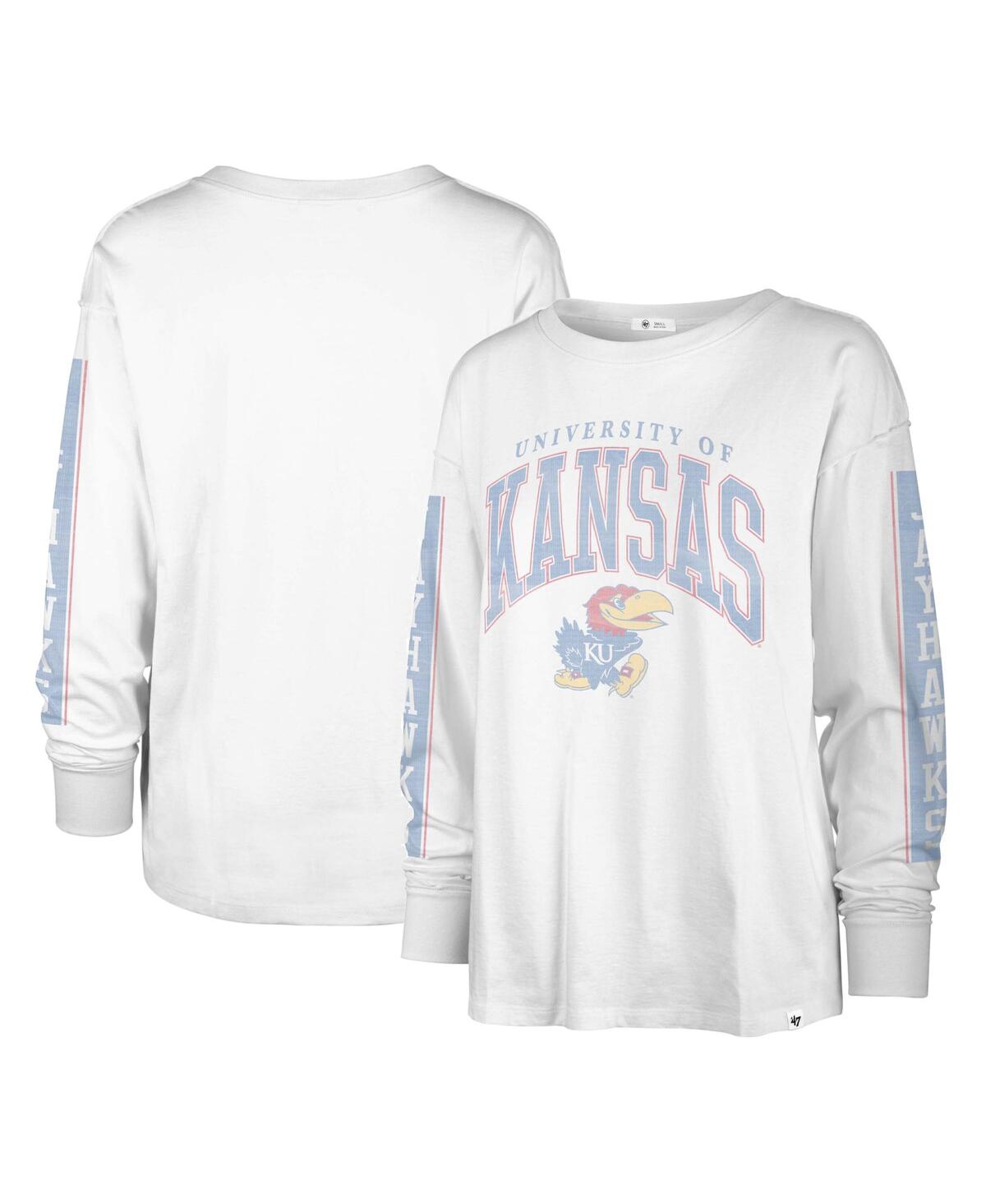 Shop 47 Brand Women's ' White Kansas Jayhawks Statement Soa 3-hit Long Sleeve T-shirt