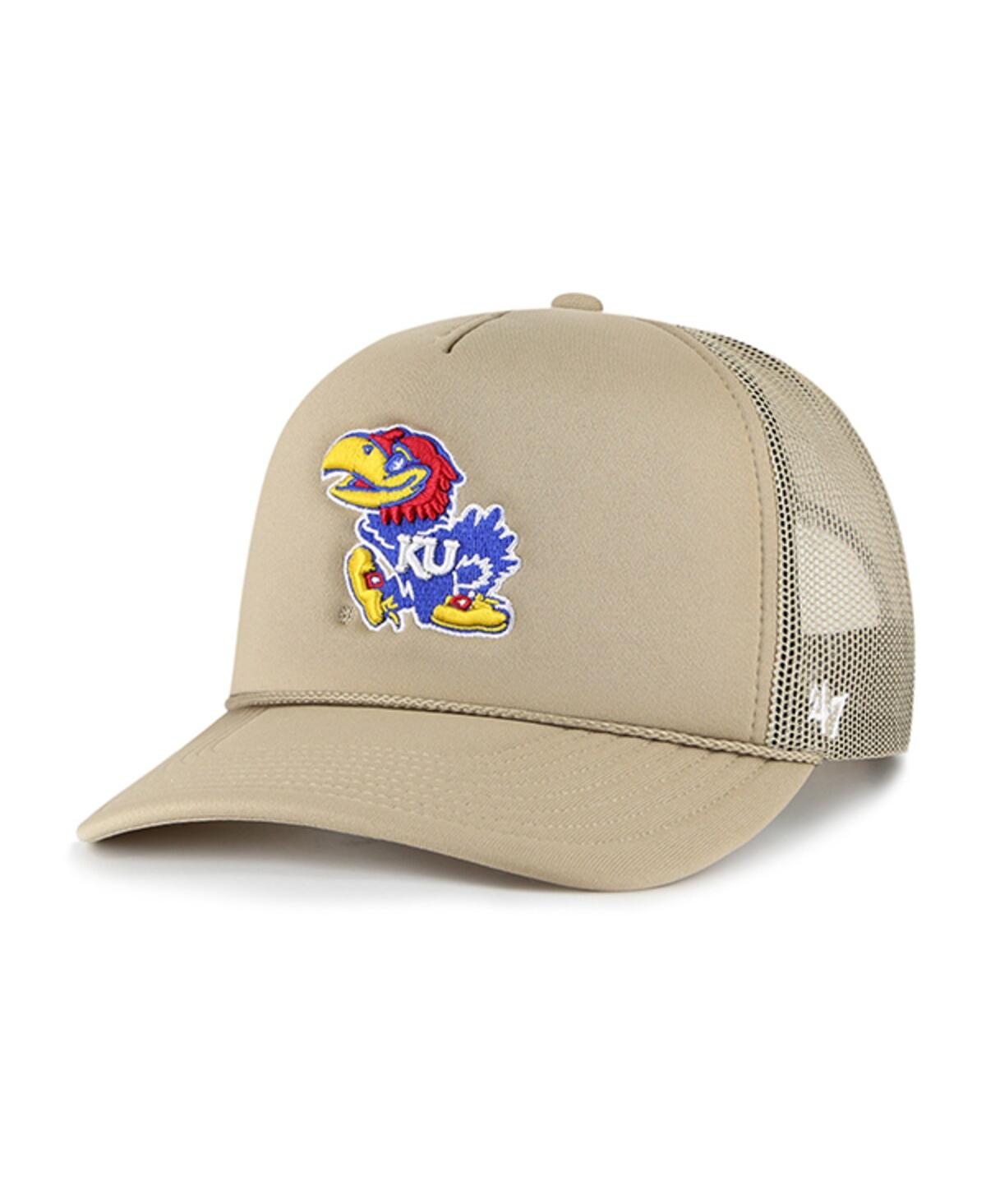 47 Brand Men's ' Khaki Kansas Jayhawks Foam Front Mesh Trucker Snapback Hat In Khaki