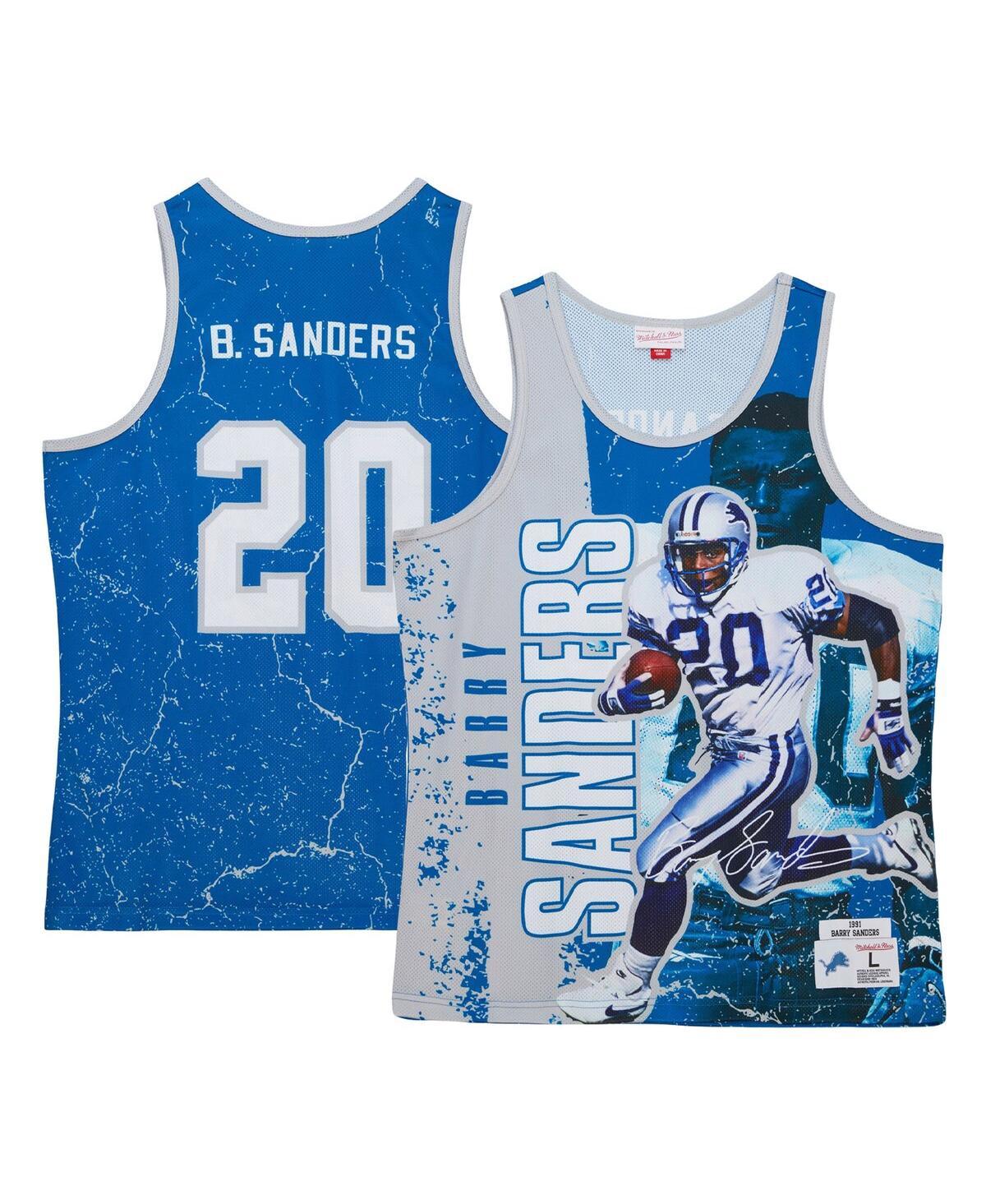 Men's Mitchell & Ness Barry SandersDetroit Lions 1991 Player Burst Tank Top - Blue