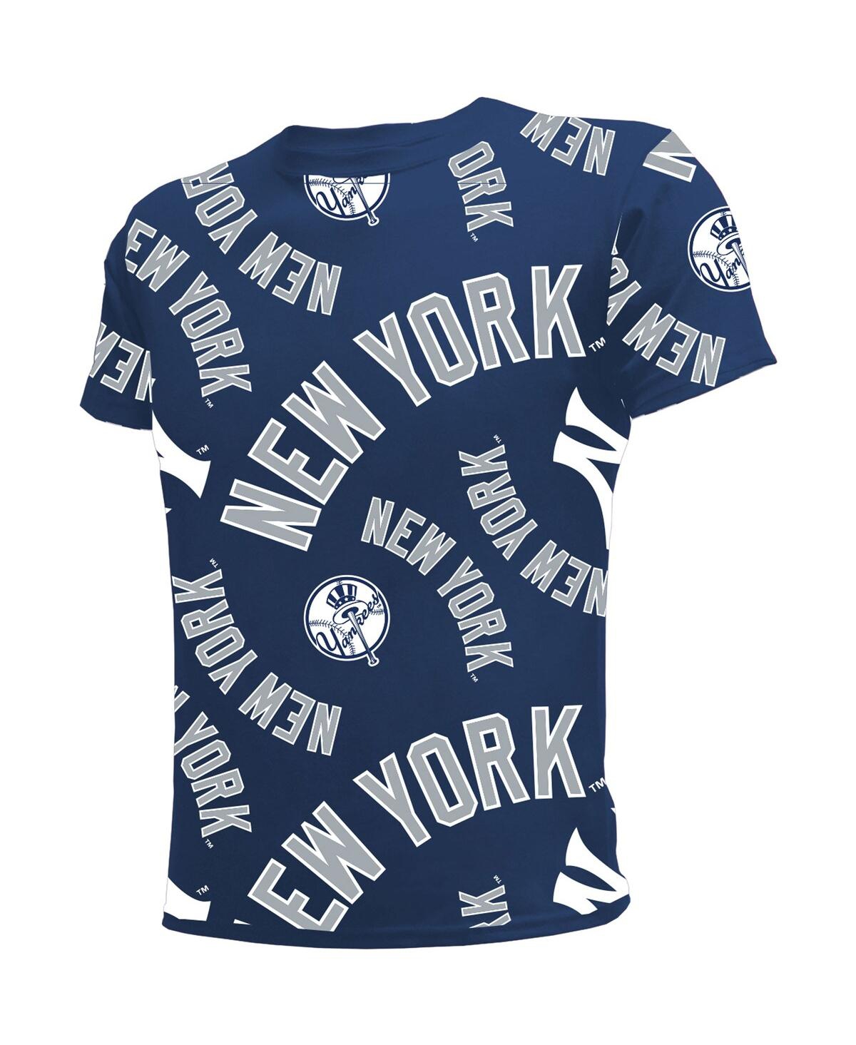 Shop Stitches Big Boys  Navy New York Yankees Allover Team T-shirt